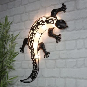 Solar Windlicht Gecko Beleuchtung Wanddeko Solarlampe Wandbild Wandleuchte - Bild 1 von 3