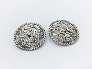 Pair of Antique cast Solid Silver Buttons - openwork art nouveau style - 9.5g - Picture 1 of 7