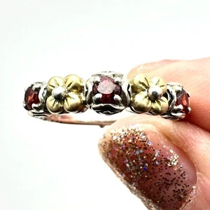 Barbara Bixby Womens Ring Band Garnet Sterling Silver 18K Gold Size 9 - Picture 1 of 3