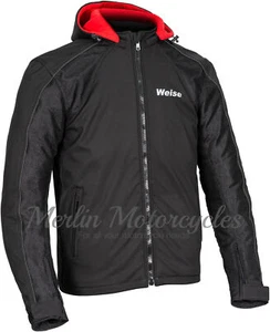 WEISE CHICANE SOFTSHELL MESH SUMMER MOTORCYCLE HOODED JACKET - BLACK - NEXT DAY - Picture 1 of 16