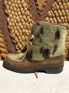 ITALY ESKIMO INUIK BOOTS WATER RESISTANT SPOTTED ALASKA FUR WOOL LINED SIZE 9 - Picture 1 of 8
