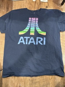RETRO ATARI Rainbow Logo Dark Blue T Shirt Short Sleeves Size 2xl - Picture 1 of 7