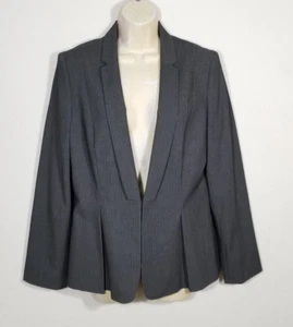 Traje Chaqueta Blazer Tahari ASL Mujer Talla 10 Gris Oscuro Blanco Rayas Gancho y Ojo - Imagen 1 de 10