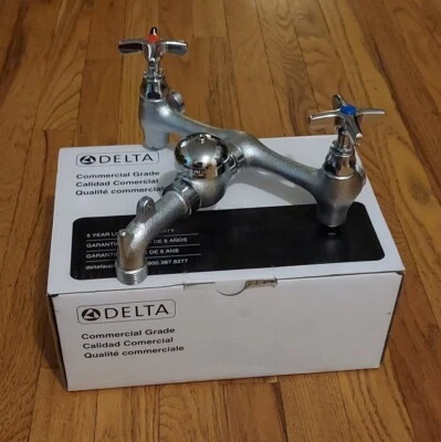 Delta 28T9 Service Sink Faucet Double Handle Wallmount Faucet - Chrome - Image 1 of 4