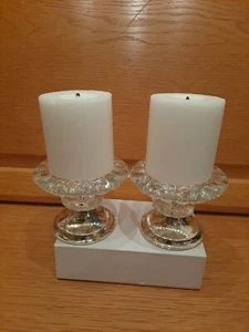 ROYAL CREST - CRYSTALLITE & SILVERPLATE - CANDLE HOLDER SET - in Original Box - Picture 1 of 9