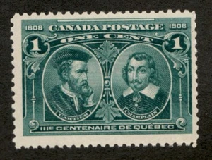 1908 Canada Sc# 97 - 1¢ Quebec Tercentennial - MNH disturbed gum - Picture 1 of 1