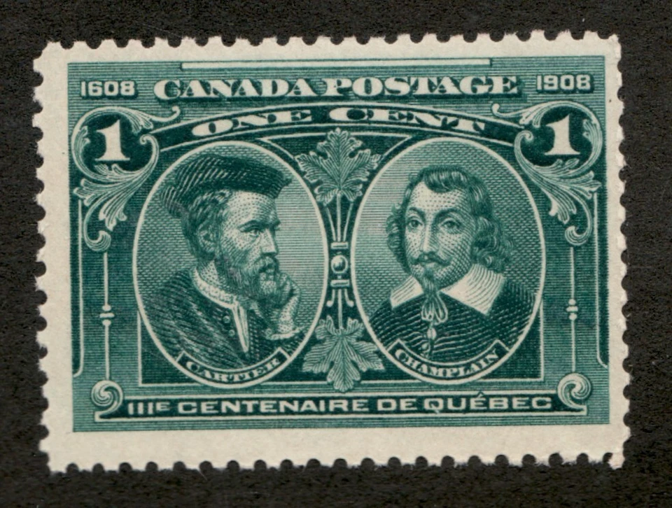 1908 Canada Sc# 97 - 1¢ Quebec Tercentennial - MNH disturbed gum  - Image 1 of 1