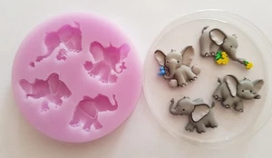 ELEPHANTS SILICONE MOULD FOR CAKE TOPPERS, CHOCOLATE, CLAY ETC - Picture 1 of 1