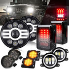 7" LED Headlights Tail Lights Fog Turn Fender Lamps Combo for Jeep Wrangler JK