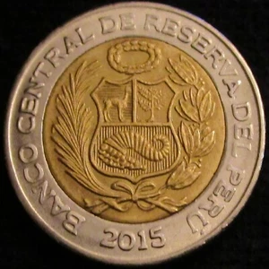 PERU, 2 NUOVE SUOLE 2015, BIMETALLICHE, QUASI NON CIRCOLATE. - Foto 1 di 2