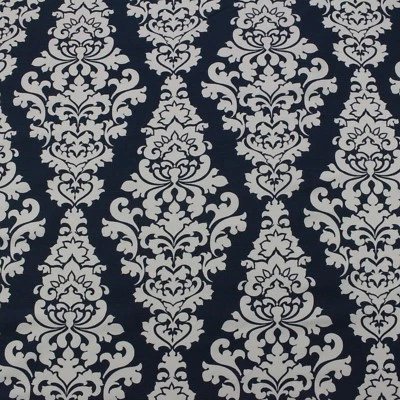 PREMIER PRINTS BERLIN NAVY BLUE DAMASK COTTON MULTIPURPOSE FABRIC BY YARD 54"W - Image 1 of 4