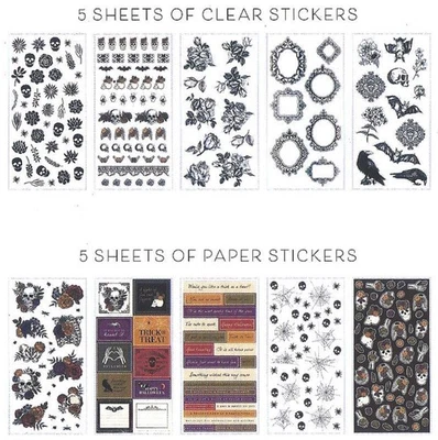 NUEVO Lote de 10 HOJAS ADHESIVAS Halloween DOTD Día de Muertos Otoño por DCWV $6Envío Foto 1 de 4