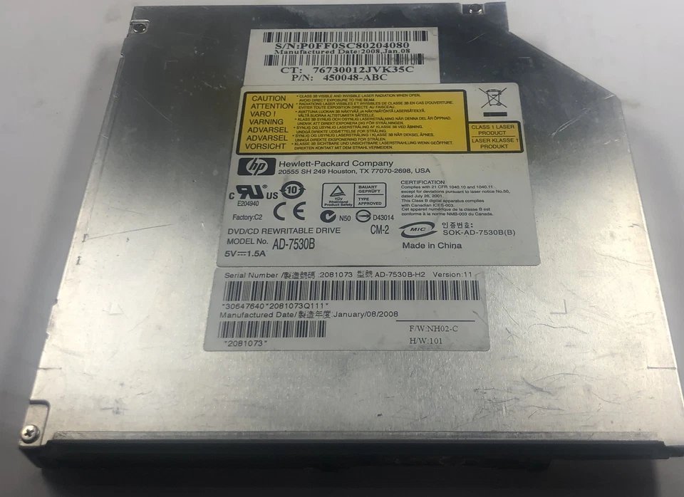 HP 530 Laptop AD-7530B DVD/CD Rewritable Drive- 438523-001 - Image 1 of 1