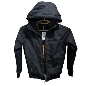 Volcom Hernan 5K Hooded Jacket Boys Size Small Black Water Resistant Coat NEW - Picture 1 of 17
