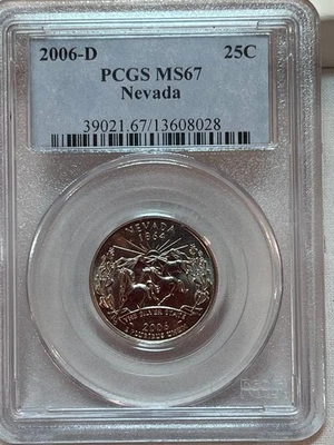 2006 D Nevada State Quarter PCGS MS67 Cert# 13608028 - Image 1 of 4