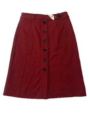 Ann Taylor LOFT бордовый кнопка спереди трапециевидная юбка размер 0 до колена карманы - Изображение 1 из 4