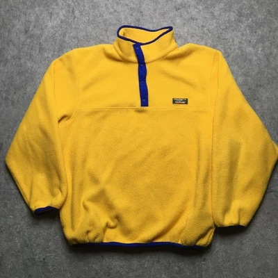 Suéter Vintage LL Bean Para Hombres XL Alto Amarillo Polar Presión Pullover Hecho en EE. UU. 90s Foto 1 de 4
