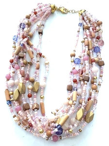 JOAN RIVERS Pink & Lavender Multi Strand Torsade Necklace - Picture 1 of 1