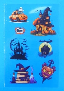 Halloween Haunted Houses Bat Books Clear Decal Sticker Sheet Style 2 - Picture 1 of 3