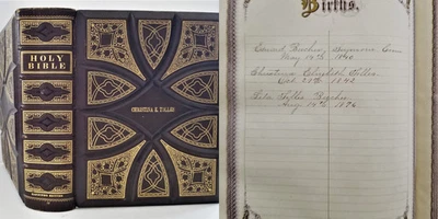 1868 antique LEATHER BIBLE bethany nh Ed BEECHER Christina TOLLES excellent cond - Image 1 of 4