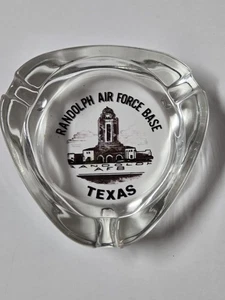 Vintage Randolph Air Force Base Texas USAF Triangular Glass Ashtray - Picture 1 of 6