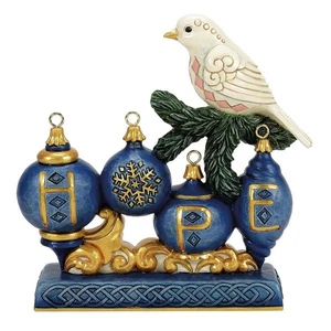 Figura Jim Shore Peaceful Perch - Esperanza azul y dorada con paloma 6017042 nueva para 2 - Imagen 1 de 4