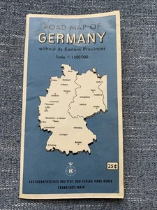 Vintage West German Road Map 1950's Cold War Germany Europe Travel Ephemera - Bild 1 von 24