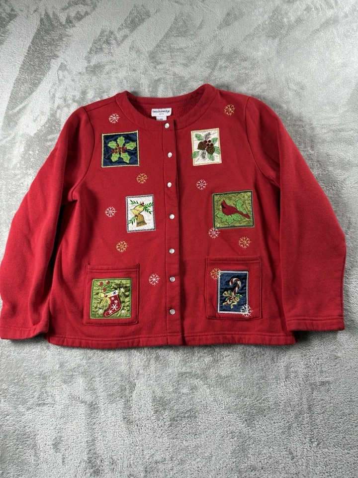 Sudadera Breckenridge Navidad Snap Up Pequeña M Y2K Años 90 De Colección Abuela Núcleo Foto 1 de 4