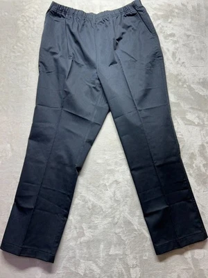 Trouser Pant Women's SZ 16 Blue High Rise Straight Leg Elastic Waistband Pull-On - Image 1 of 4