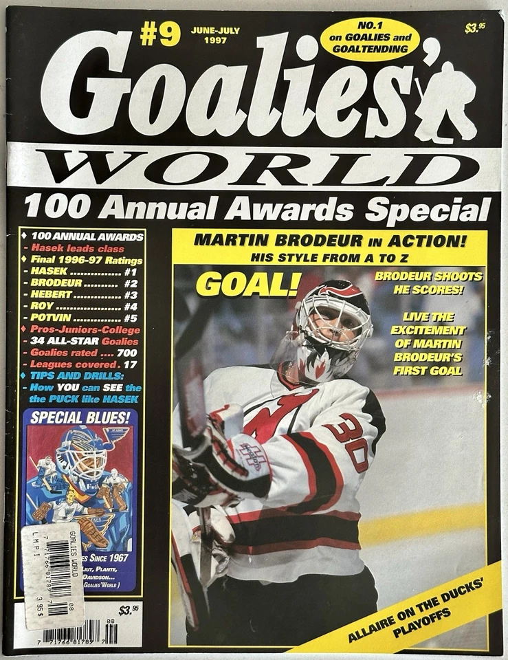 GOALIES’ WORLD Magazine #9 June-July 1997 MARTIN BRODEUR In Action! - Image 1 of 4