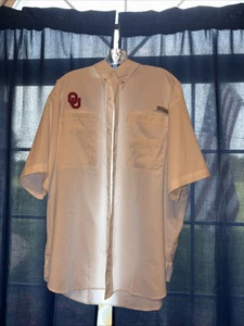 Oklahoma Sooner Columbia Size LG Fishing Shirt Short Sleeve Excellent Shape PFG - Picture 1 of 6