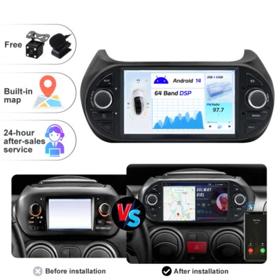 32G Autoradio Android 14 Per Fiat Fiorino/Qubo/Citroën Nemo/Peugeot Bipper DAB+ - Immagine 1 di 4