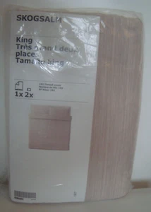 IKEA Pink Bed Set Duvet Cover with Two Pillowcases King Striped Cotton NEW NIP - Picture 1 of 9