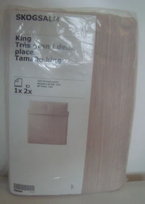 IKEA Pink Bed Set Duvet Cover with Two Pillowcases King Striped Cotton NEW NIP - Image 1 of 4