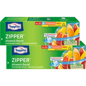 2 x TOPPITS Zipper Allzweckbeutel XL Gefrierbeutel Reißverschluß Tüten 18x 3L - Bild 1 von 2