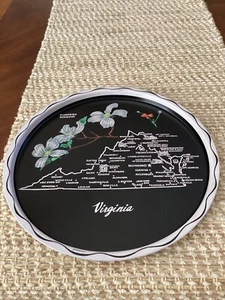 Piatto ricordo di stato in metallo 11" vintage - Virginia - Foto 1 di 3