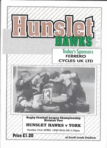 Hunslet v York 21. April 1996 Hunslet RUGBY LEAGUE PROGRAMM - Bild 1 von 2