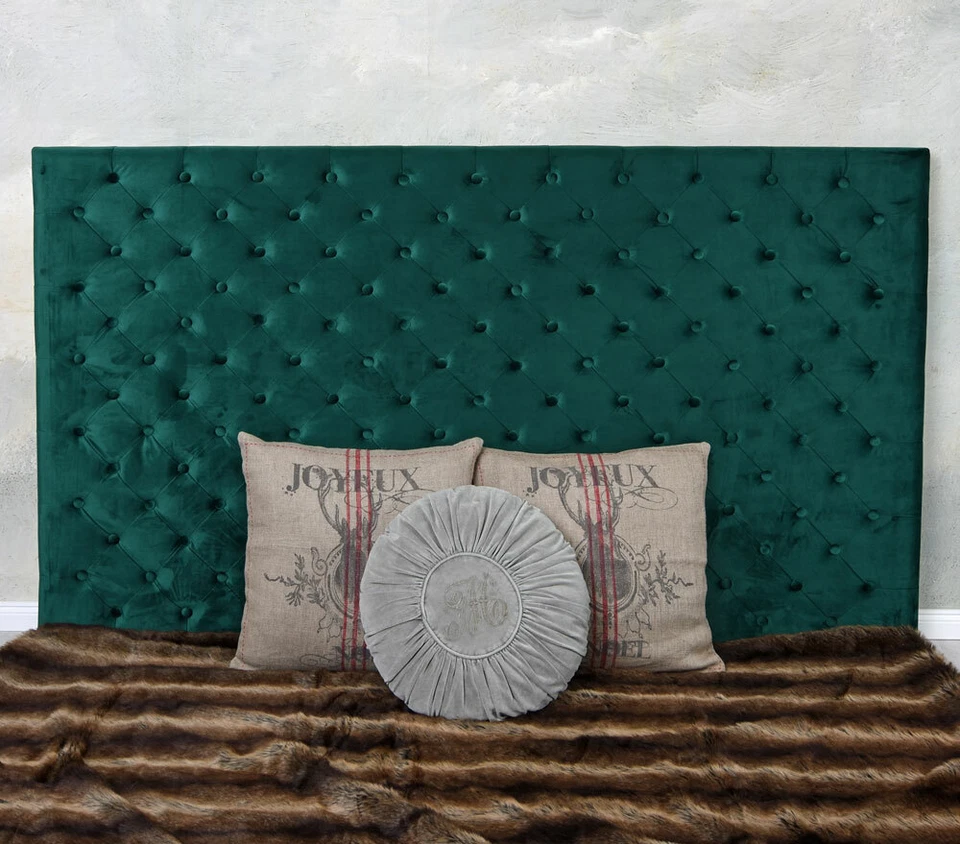 Bett Kopfteil für Boxspringbett Betthaupt Wandkissen Wandpaneel Samt Smaragd - Bild 1 von 4