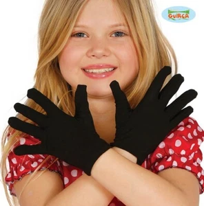 Childs Fancy Dress Short Black Gloves Childrens Costume Gloves New fg - Picture 1 of 6