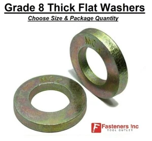 (Choose Size) Extra Thick Flat Washers SAE Grade 8 Hardened Washers Mil-Carb - Picture 1 of 4