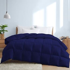 Soft Down Alternative Comforter 1000TC All Sizes & Bedding Sets Navy Blue Stripe