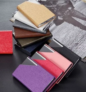 Estuche para tarjetas de crédito con nombre comercial de cuero PU y acero inoxidable ¡Vendedor de EE. UU.!! - Imagen 1 de 11
