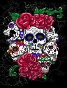 Nuevo Seis Calaveras y Rosas Peluche Tiro Regalo Manta Sherpa Ardras Día de Muertos - Imagen 1 de 10