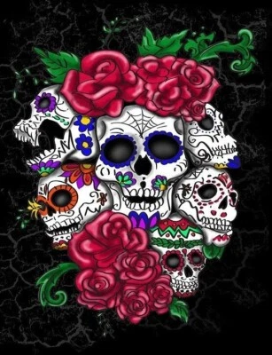 Nueva manta de regalo de felpa Six Skulls & Roses Sherpa Ardras Día de los Muertos Foto 1 de 4