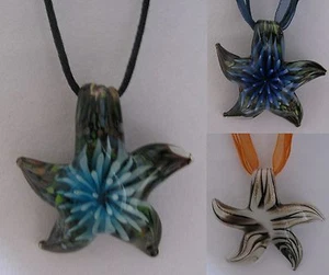 Art Glass Pendant Necklace STARFISH Handmade Lampwork Made in USA - Picture 1 of 4