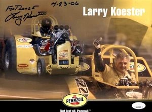 Footloose Larry Koester Signed Penzoil Tractor Pulling Champ 8.5x11 Photo JSA #2 - Picture 1 of 2