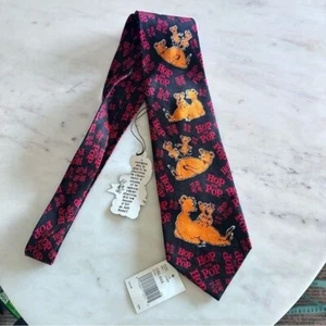 Corbata de seda vintage 1994 Deadstock negra roja 4X58 Dr. Seuss HOP ON POP nueva con etiquetas - Imagen 1 de 7