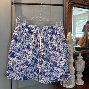 Vineyard Vines Swim Trunks Bathing Suit Drawstring Blue Hibiscus Boys L (16) - Picture 1 of 6