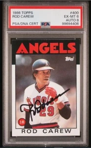 1986 Topps Rod Carew Signed Baseball Card #400 PSA 6 DNA Certified 8 Auto HOF - Picture 1 of 4