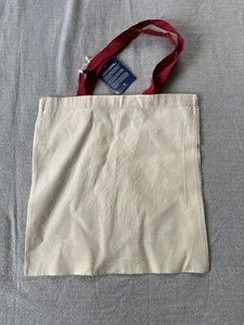 Port Authority Blank Cotton Canvas Budget Tote Bags - Natural/ Red Handles - Picture 1 of 4